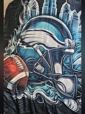 NFL Philadelphia Eagles Graphic Helmet Throw Blanket - Teal & Navy